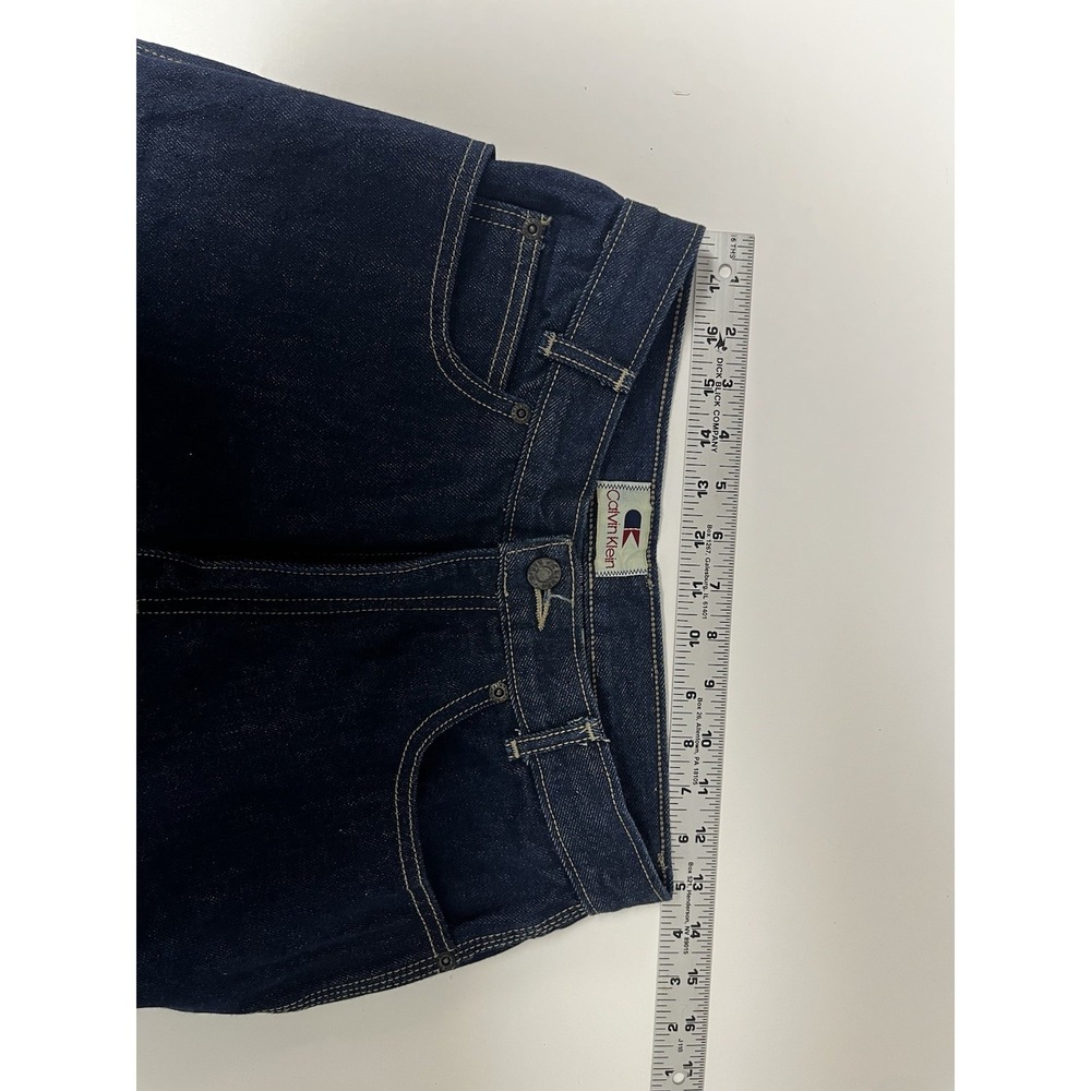 VTG 70s Calvin Klein Jeans High Rise Straight Leg Dark Wash Sz 11 / 26 NEW! - Picture 10 of 13